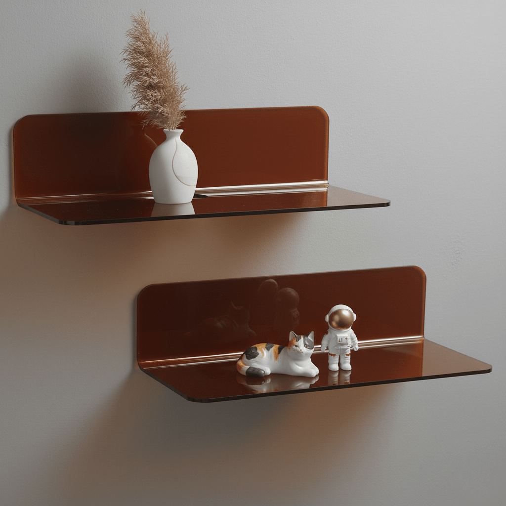 Hom & Ember – Contemporary Floating Wall Shelves in Vibrant Acrylic for a Stylish Touch - Hom & Ember