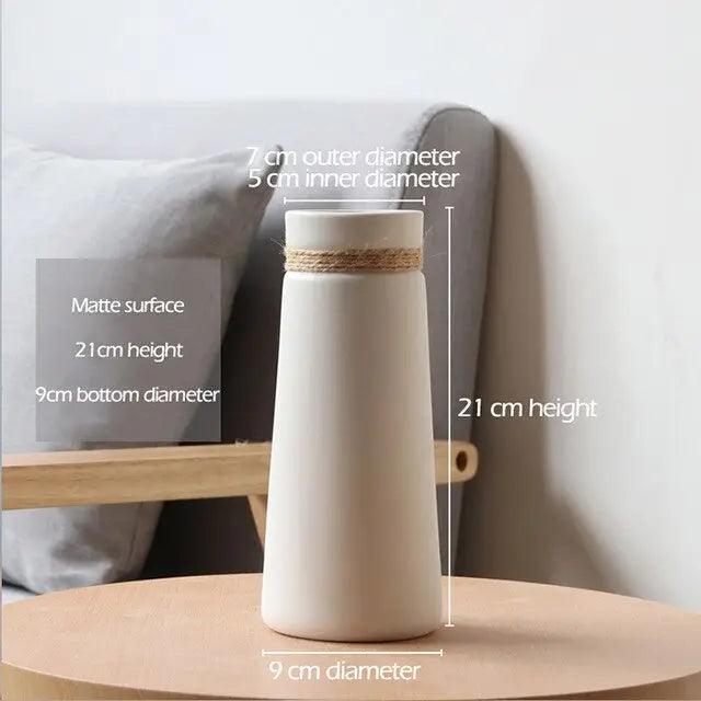 Hom & Ember – Contemporary White Vase with Hemp - Hom & Ember