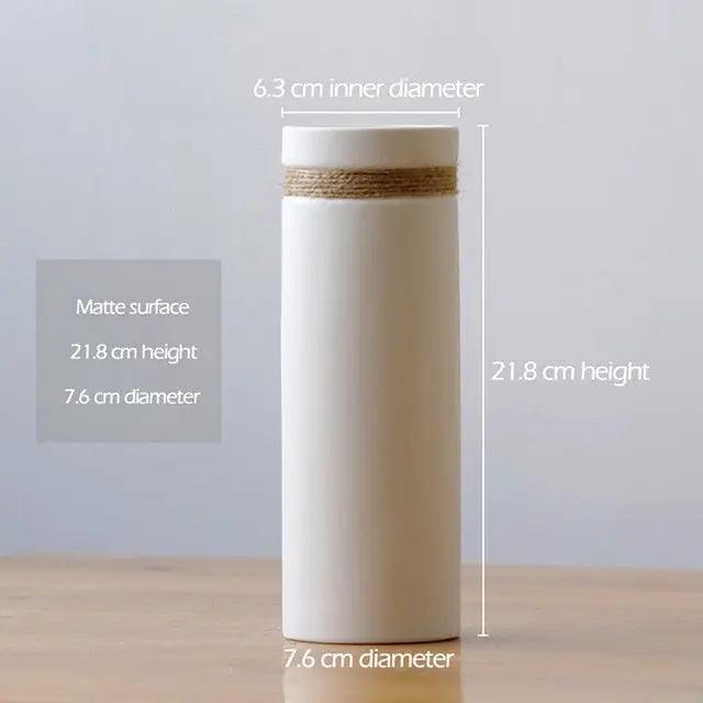 Hom & Ember – Contemporary White Vase with Hemp - Hom & Ember