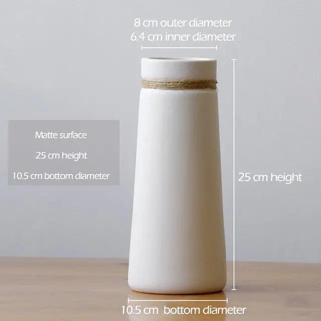 Hom & Ember – Contemporary White Vase with Hemp - Hom & Ember