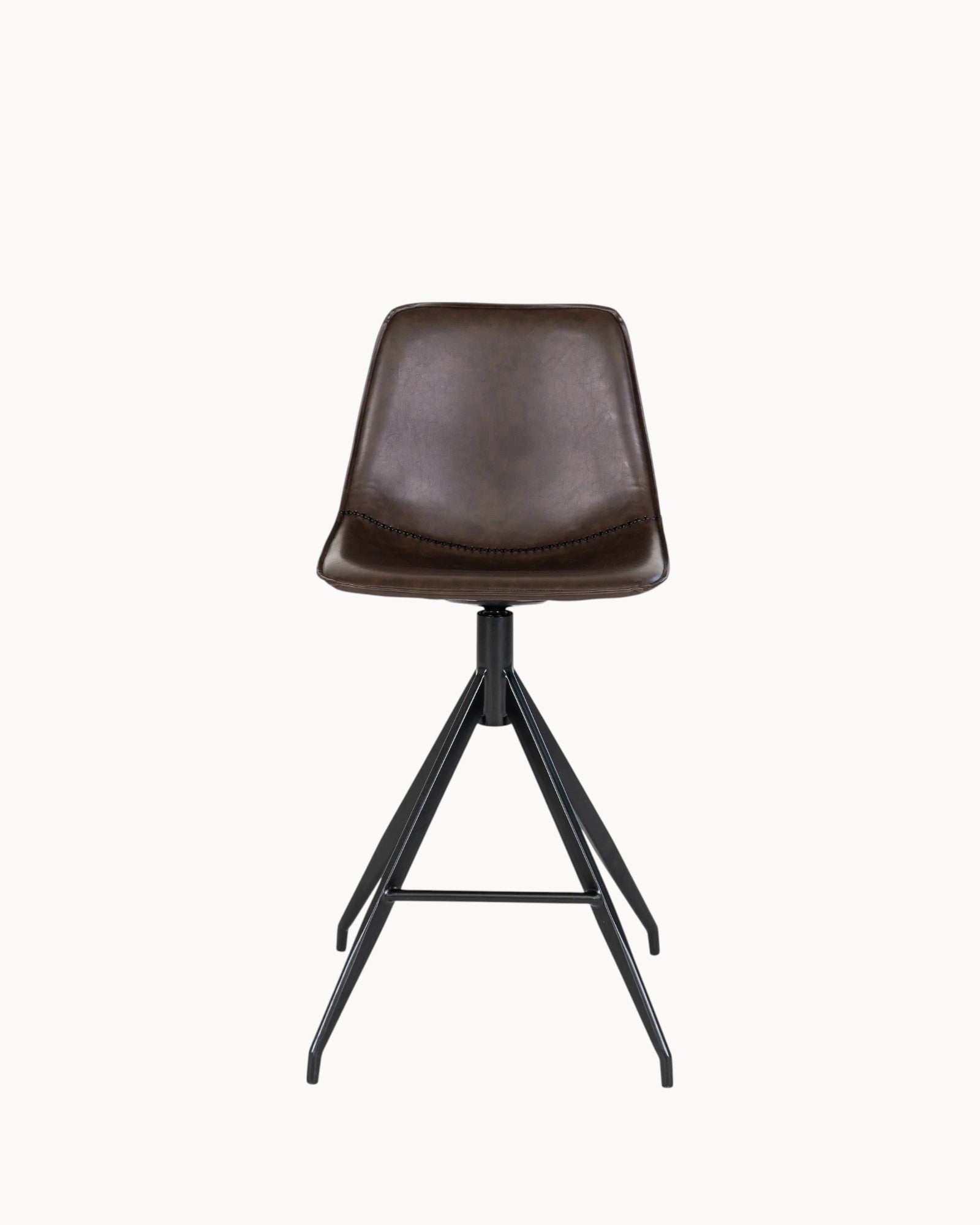 Hom & Ember - Counter Chair Brown PU Leather - Hom & Ember