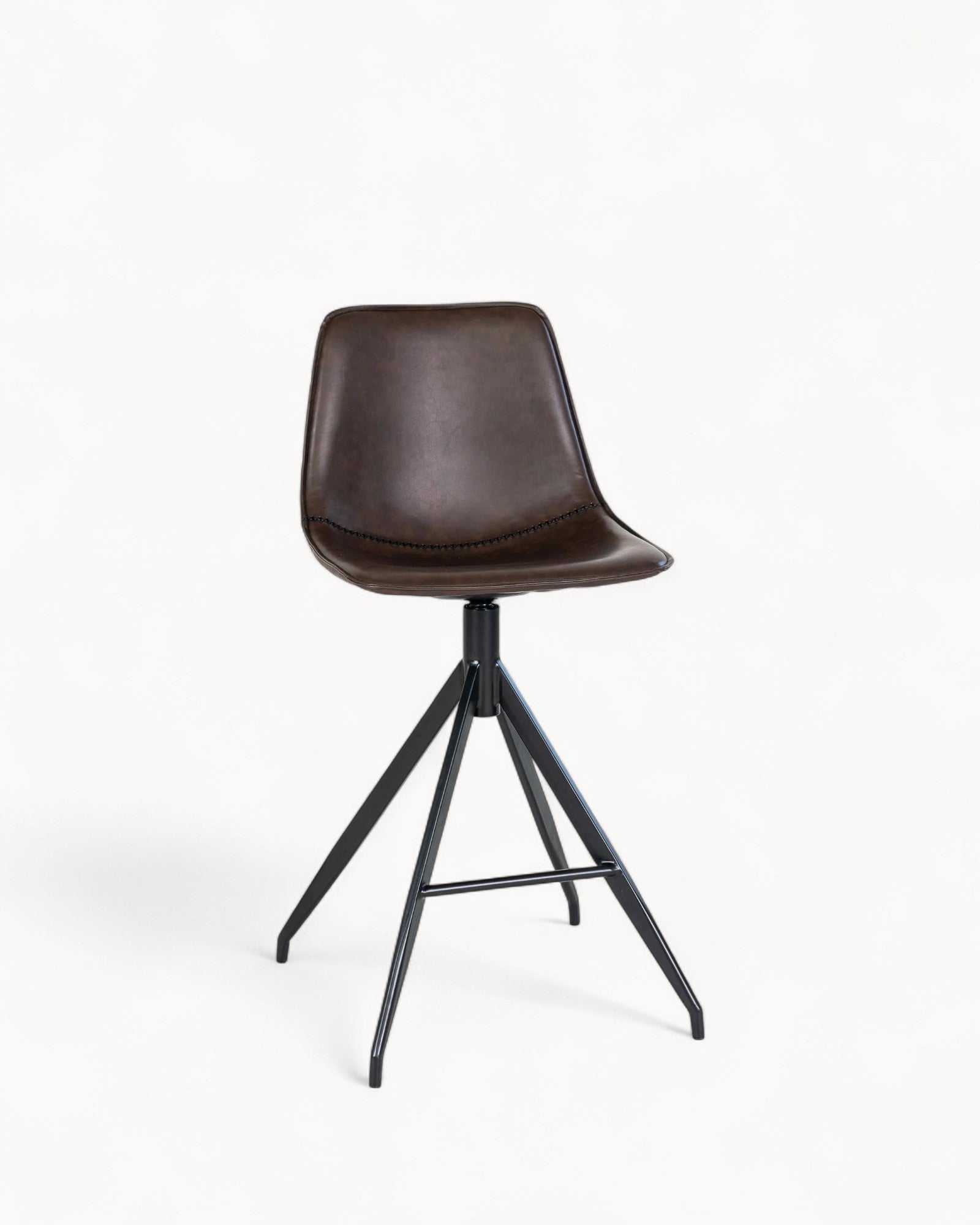 Hom & Ember - Counter Chair Brown PU Leather - Hom & Ember