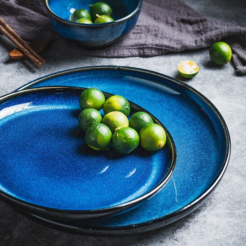 Hom & Ember – Deep Blue Oceano Plates - Hom & Ember