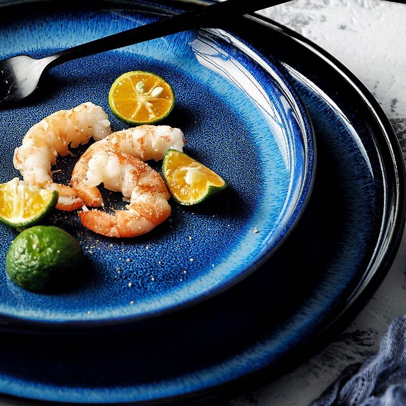 Hom & Ember – Deep Blue Oceano Plates - Hom & Ember