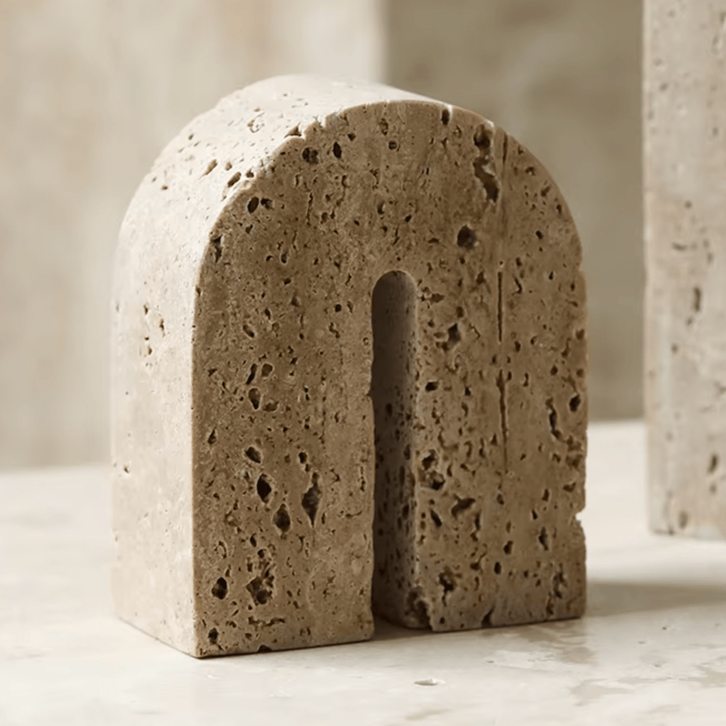 Hom & Ember – Earthly Curves Travertine Sculpture for a Natural Elegance - Hom & Ember