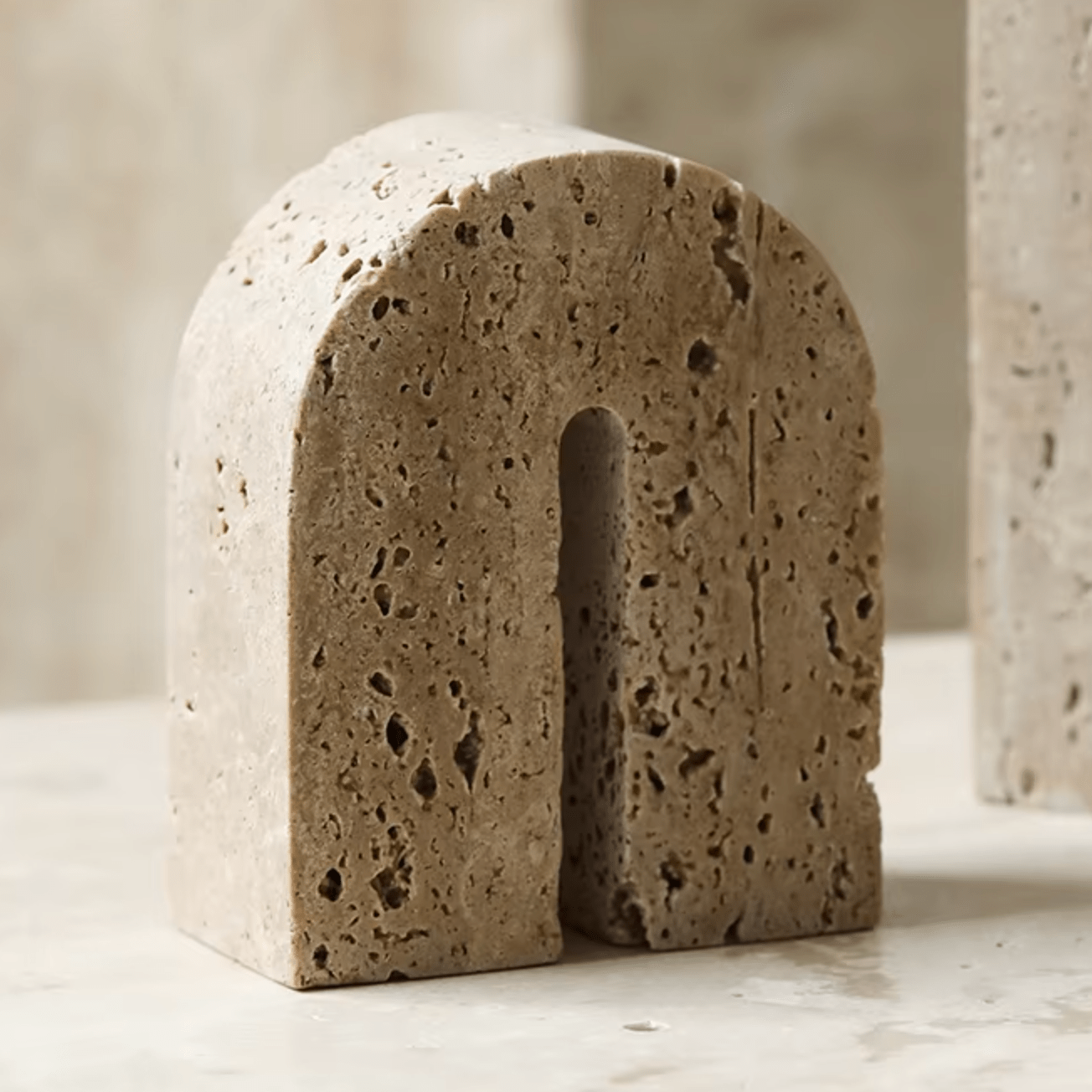 Hom & Ember – Earthly Curves Travertine Sculpture for a Natural Elegance - Hom & Ember