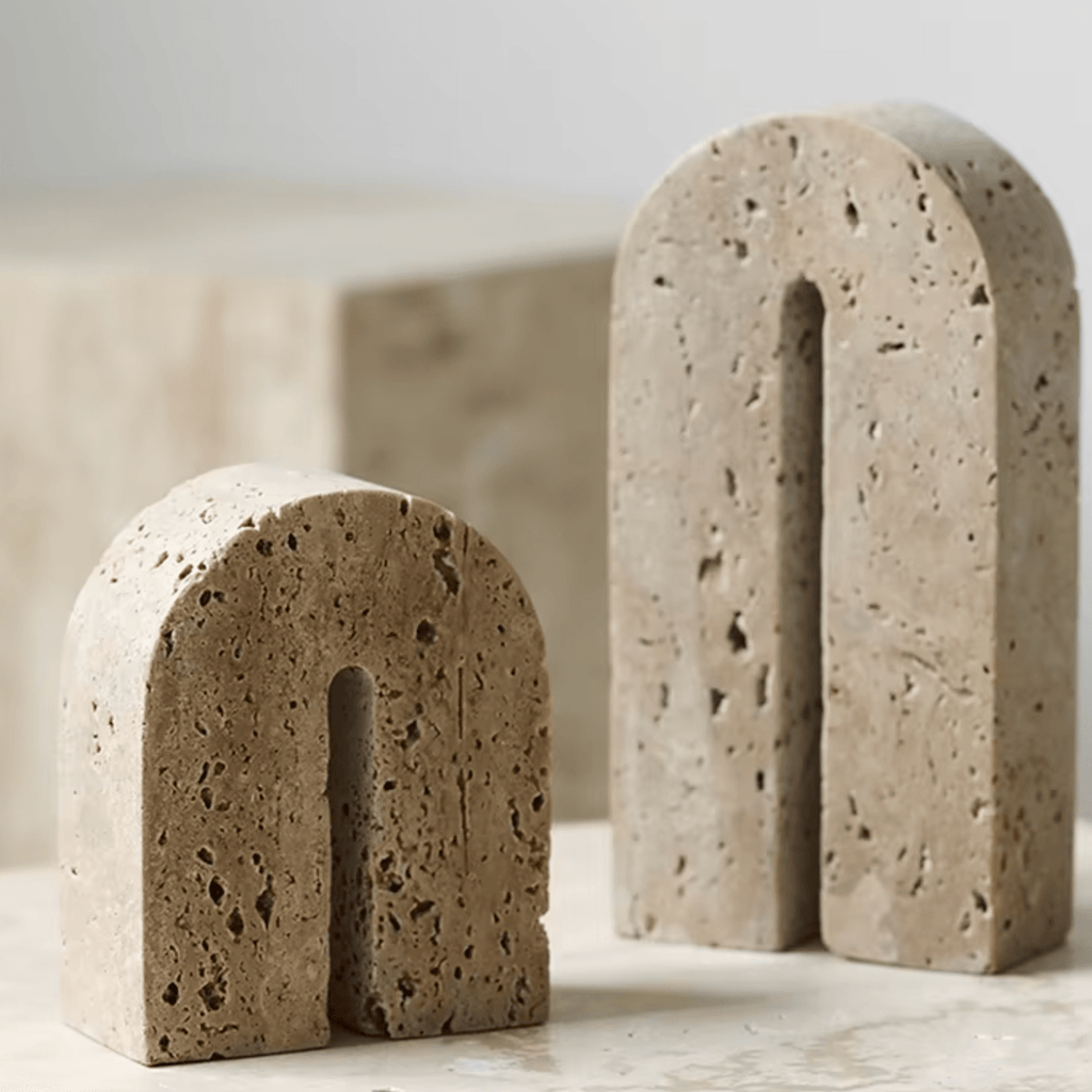 Hom & Ember – Earthly Curves Travertine Sculpture for a Natural Elegance - Hom & Ember