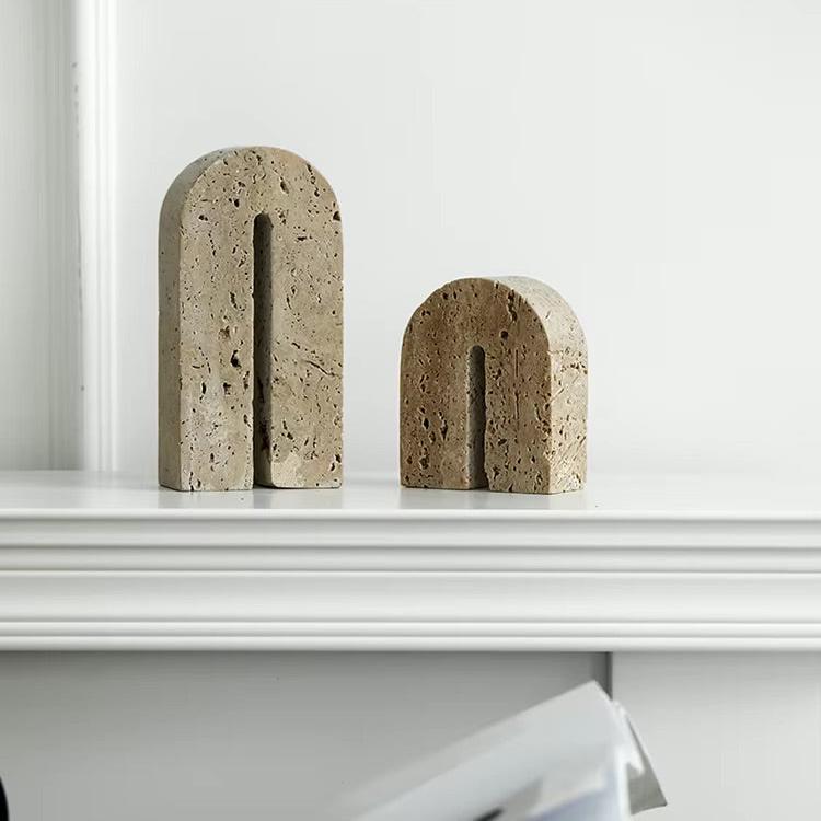 Hom & Ember – Earthly Curves Travertine Sculpture for a Natural Elegance - Hom & Ember