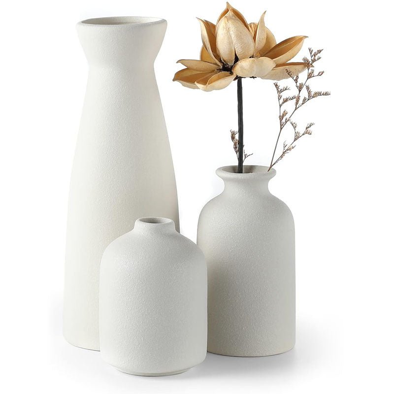 Hom & Ember – Elegant 3 - Piece Ceramic Vase Set - Hom & Ember