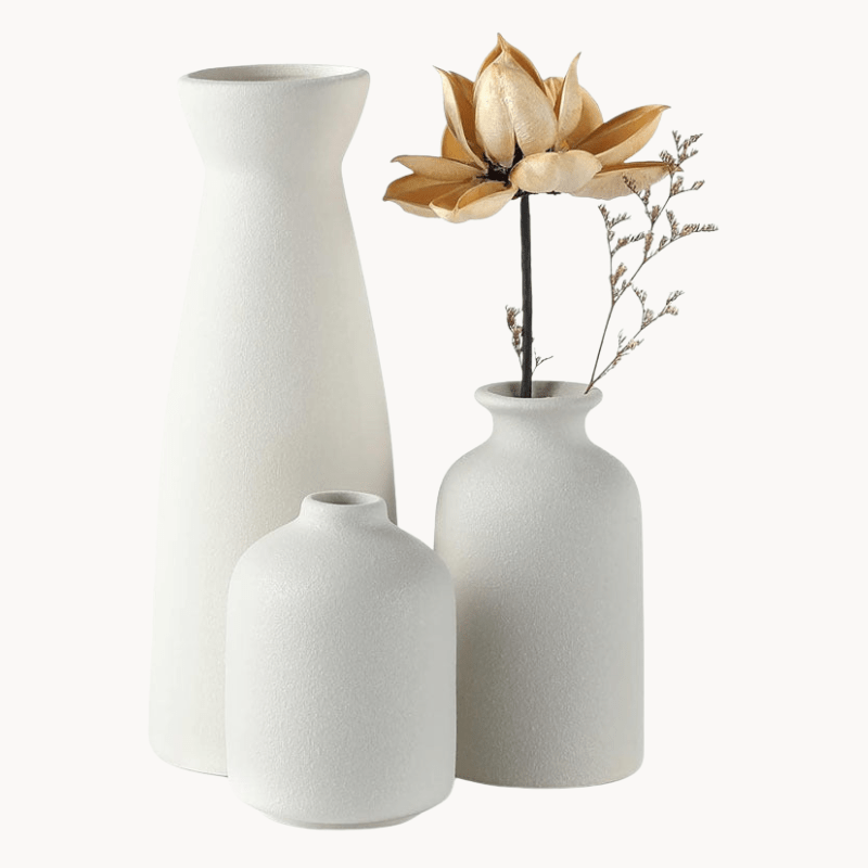 Hom & Ember – Elegant 3 - Piece Ceramic Vase Set - Hom & Ember