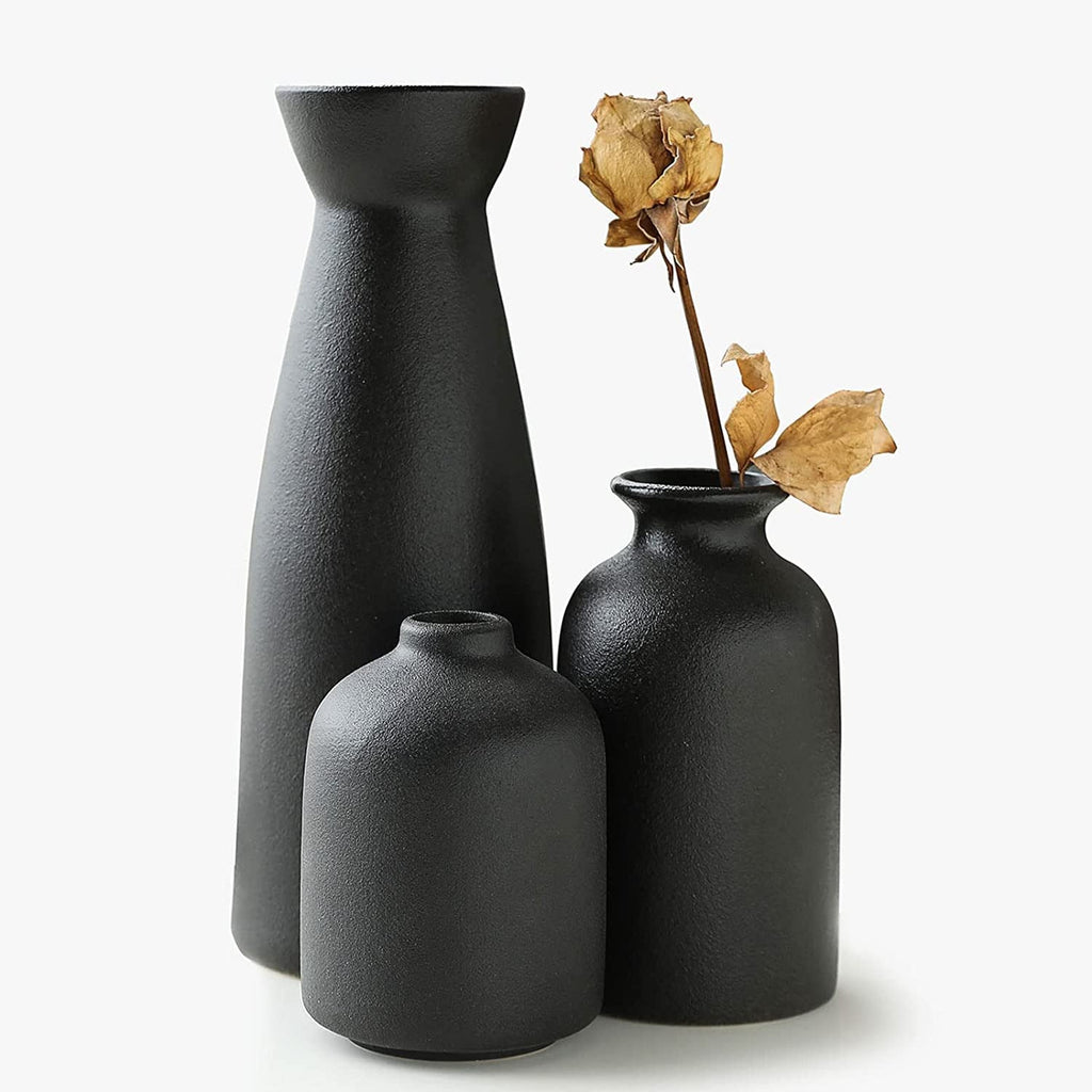 Hom & Ember – Elegant 3 - Piece Ceramic Vase Set - Hom & Ember