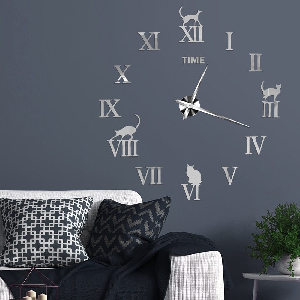 Hom & Ember – Elegant 3D Cat Wall Clock in Chic Design for a Serene Ambiance - Hom & Ember