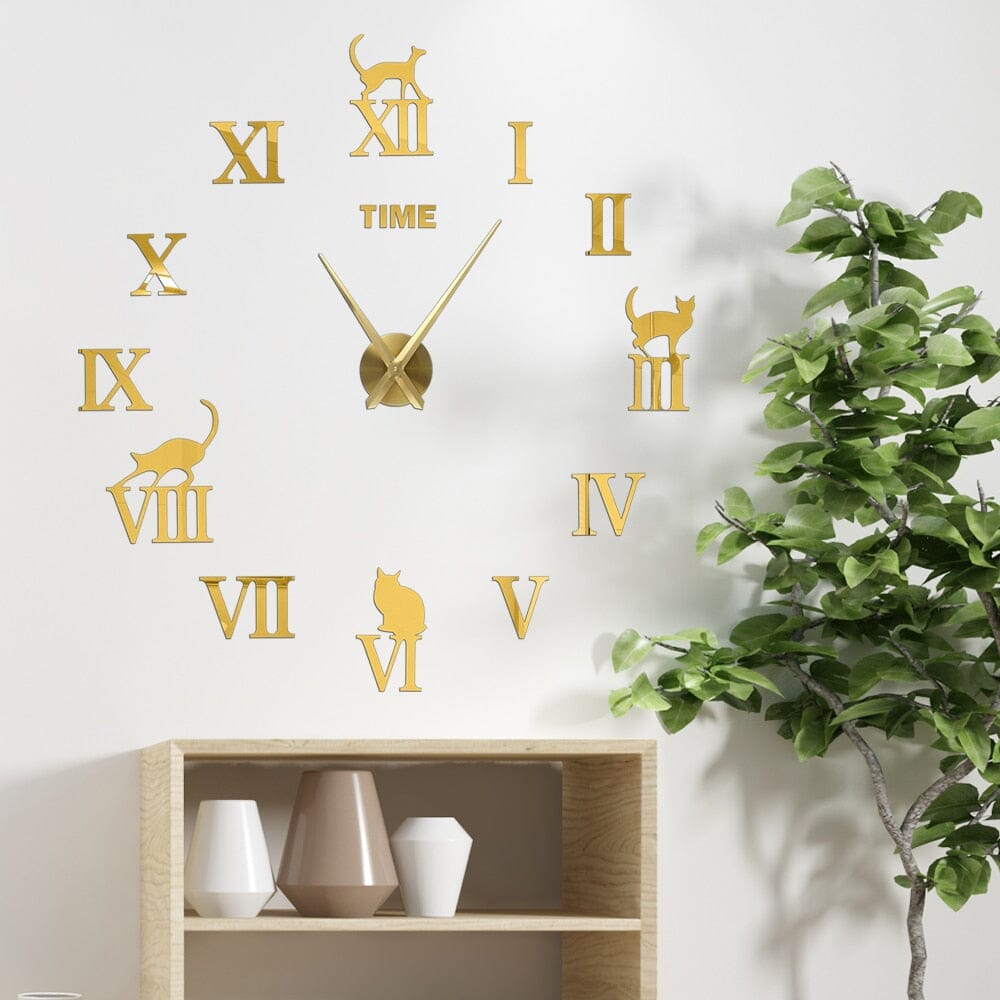 Hom & Ember – Elegant 3D Cat Wall Clock in Chic Design for a Serene Ambiance - Hom & Ember