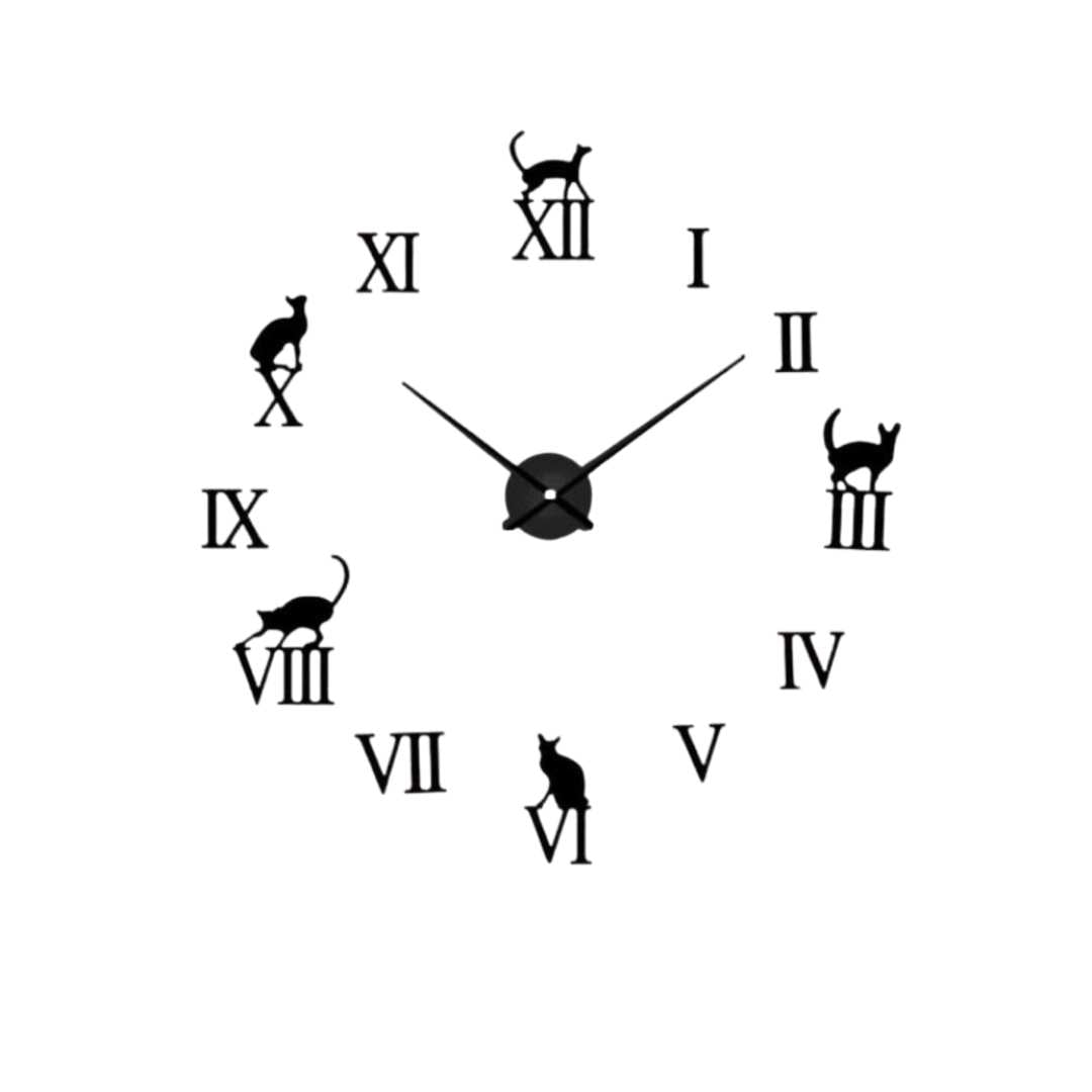 Hom & Ember – Elegant 3D Cat Wall Clock in Chic Design for a Serene Ambiance - Hom & Ember
