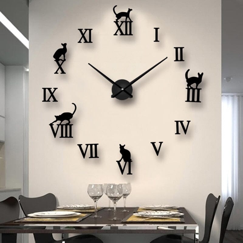 Hom & Ember – Elegant 3D Cat Wall Clock in Chic Design for a Serene Ambiance - Hom & Ember