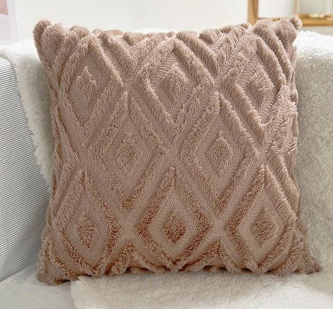 Hom & Ember – Elegant 3D Diamond Pattern Cushion Cover in Cotton and Linen for Stylish Living Spaces - Hom & Ember