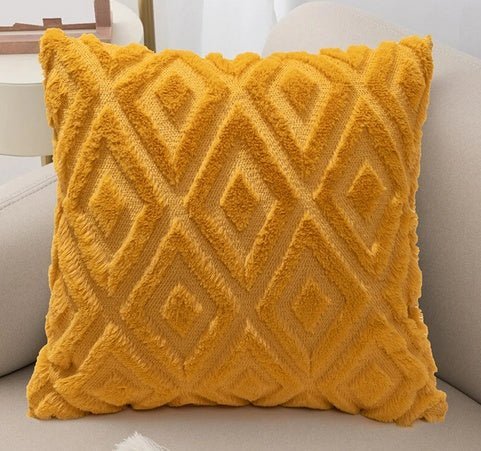 Hom & Ember – Elegant 3D Diamond Pattern Cushion Cover in Cotton and Linen for Stylish Living Spaces - Hom & Ember