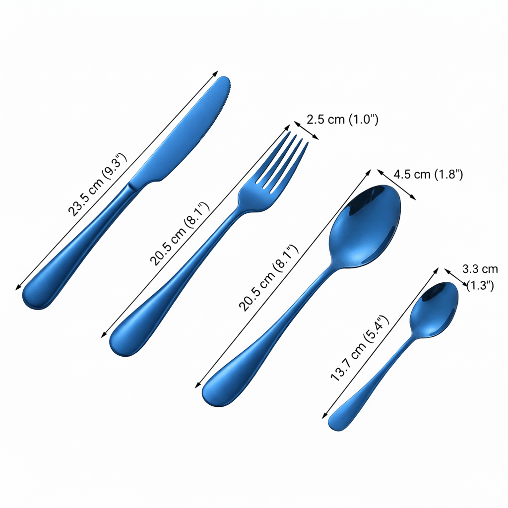 Hom & Ember – Elegant 4 - Piece Blue Cutlery Set for a Stylish and Sophisticated Dining Experience - Hom & Ember