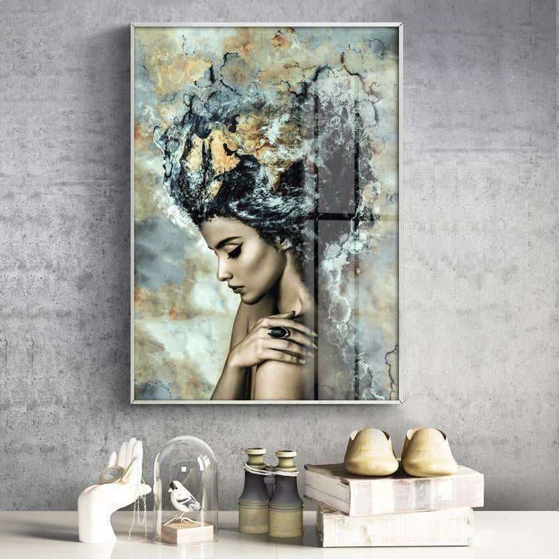 Hom & Ember – Elegant Abstract Canvas Depicting Feminine Beauty for a Serene Ambiance - Hom & Ember