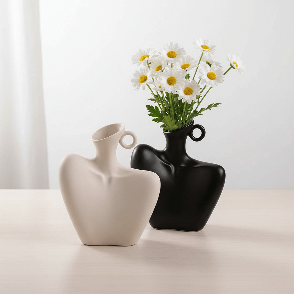 Hom & Ember – Elegant Abstract Ceramic Vase for a Serene Ambiance with Timeless Touch - Hom & Ember