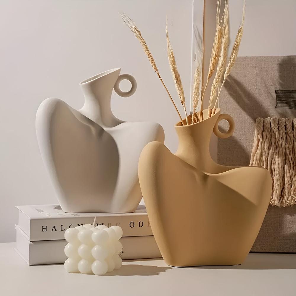 Hom & Ember – Elegant Abstract Ceramic Vase for a Serene Ambiance with Timeless Touch - Hom & Ember