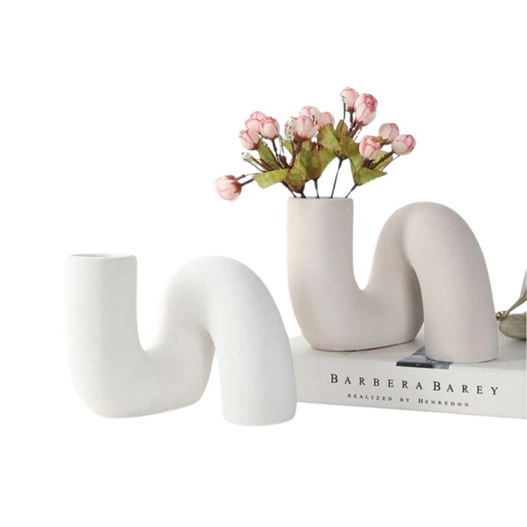 Hom & Ember – Elegant Abstract Ceramic Vase for Contemporary Interiors with Timeless Charm - Hom & Ember