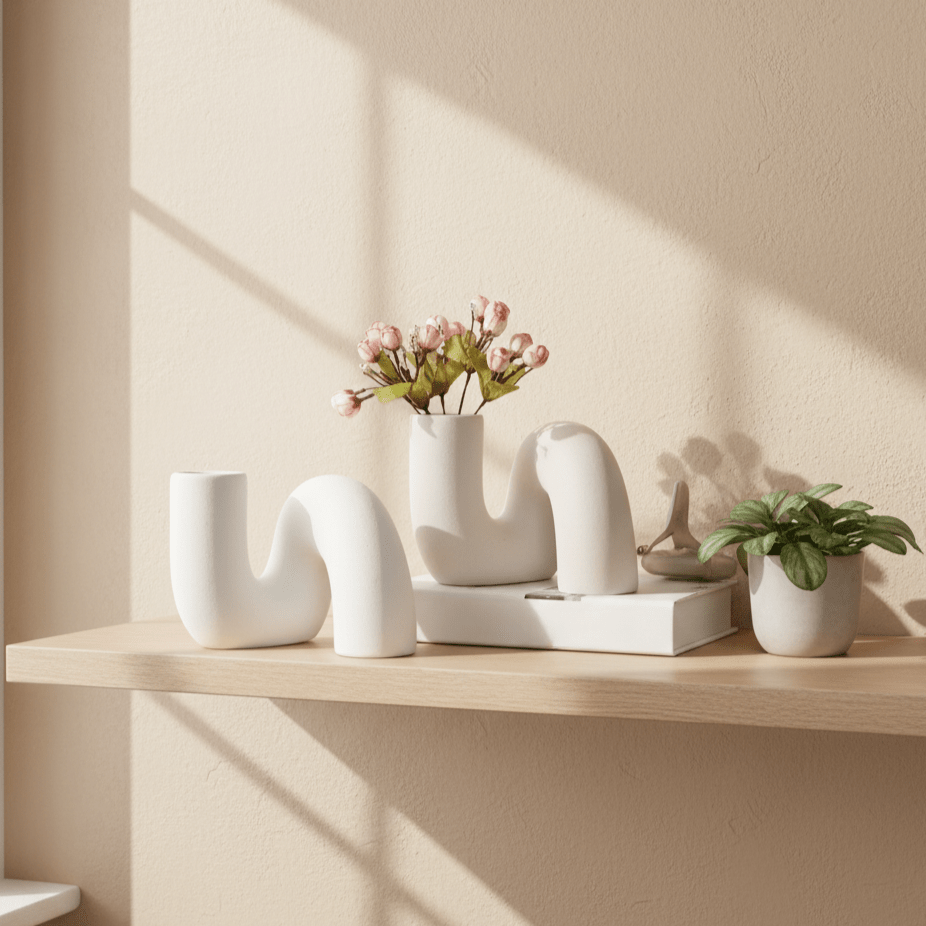 Hom & Ember – Elegant Abstract Ceramic Vase for Contemporary Interiors with Timeless Charm - Hom & Ember