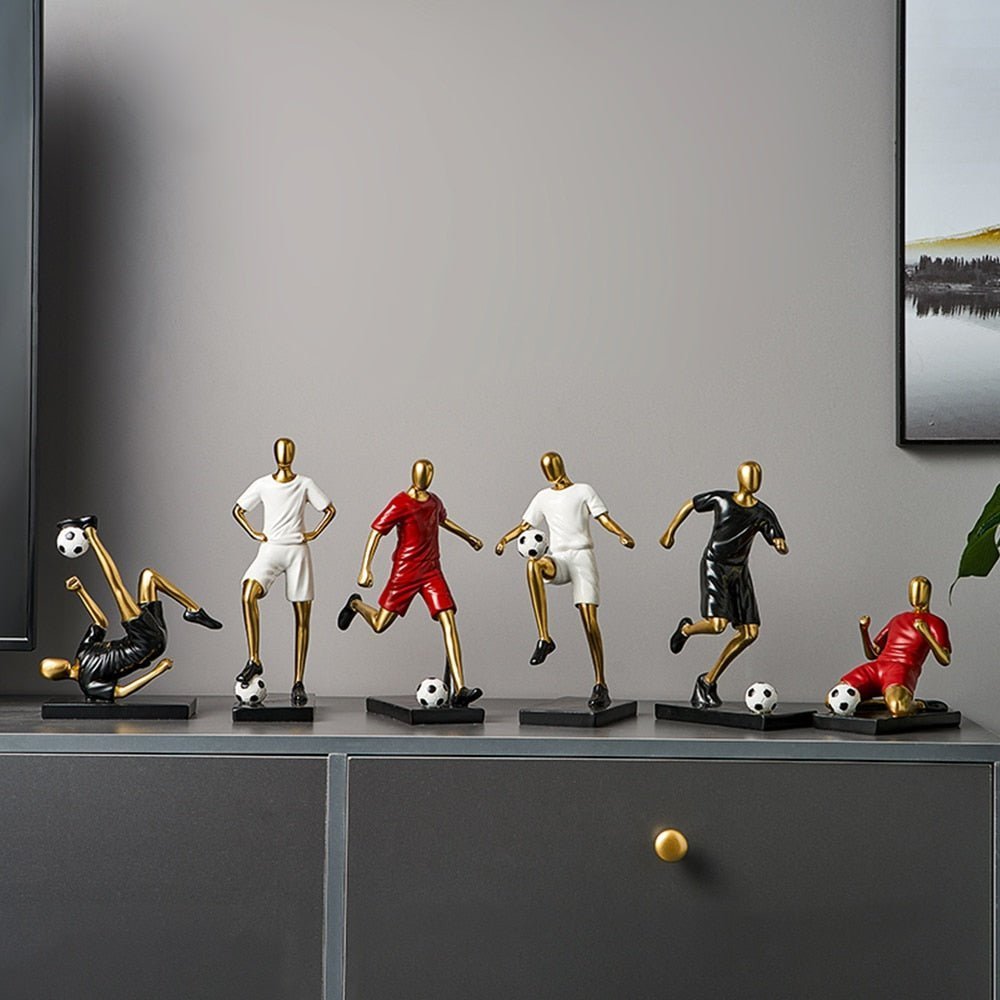Hom & Ember – Elegant Abstract Footballer Sculpture in Polished Resin for a Contemporary Touch - Hom & Ember