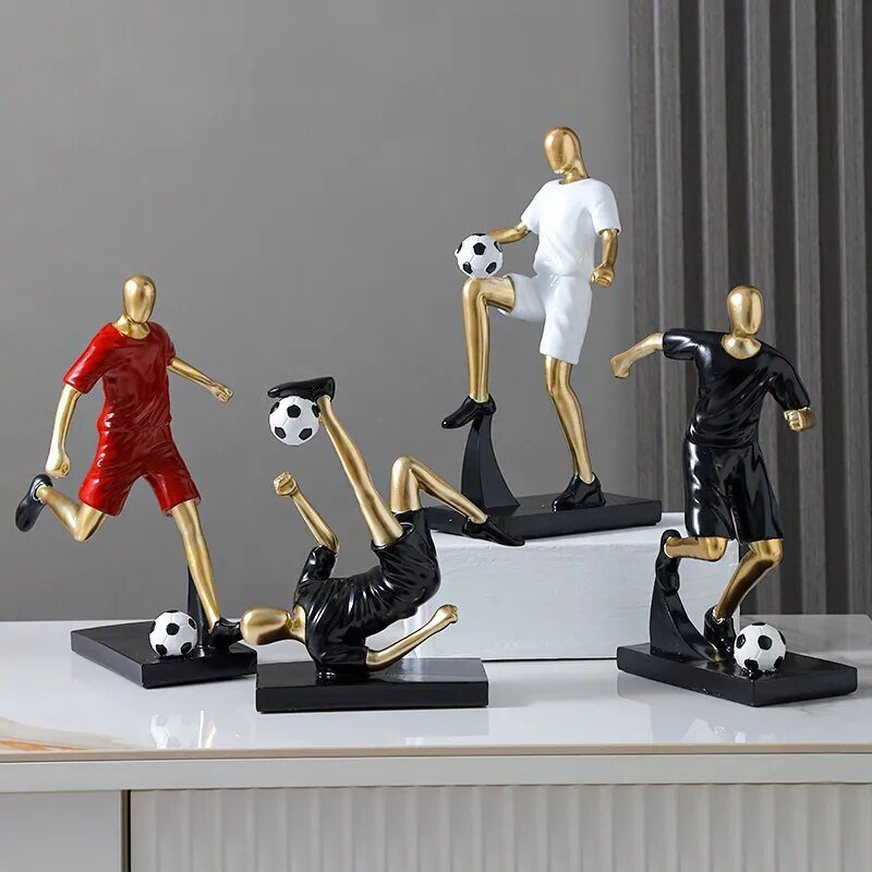 Hom & Ember – Elegant Abstract Footballer Sculpture in Polished Resin for a Contemporary Touch - Hom & Ember