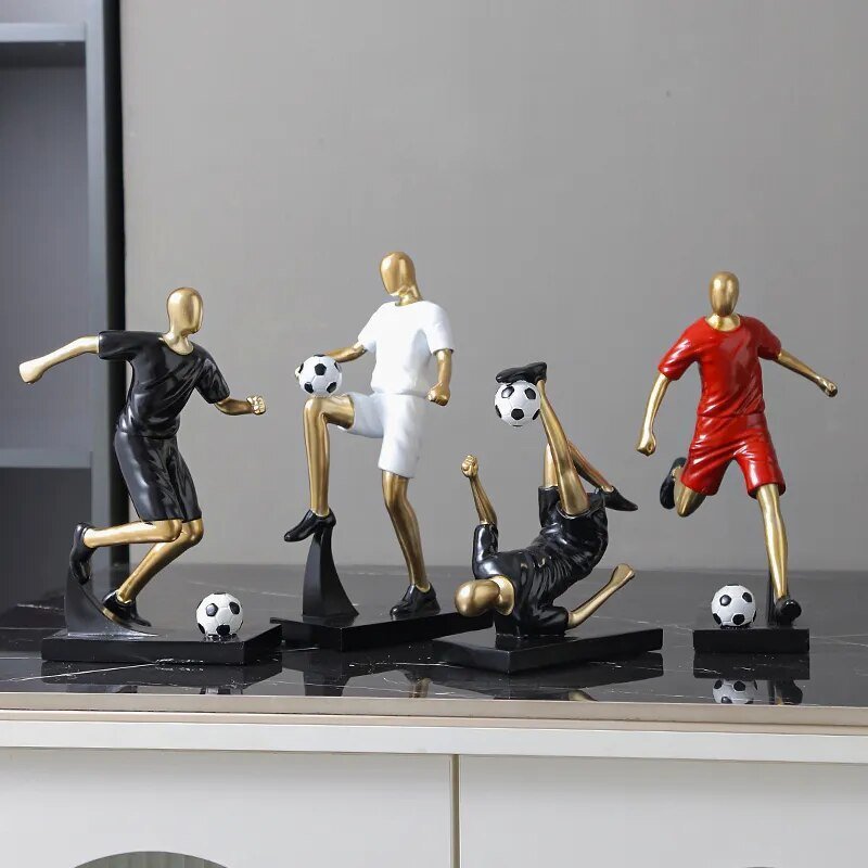Hom & Ember – Elegant Abstract Footballer Sculpture in Polished Resin for a Contemporary Touch - Hom & Ember