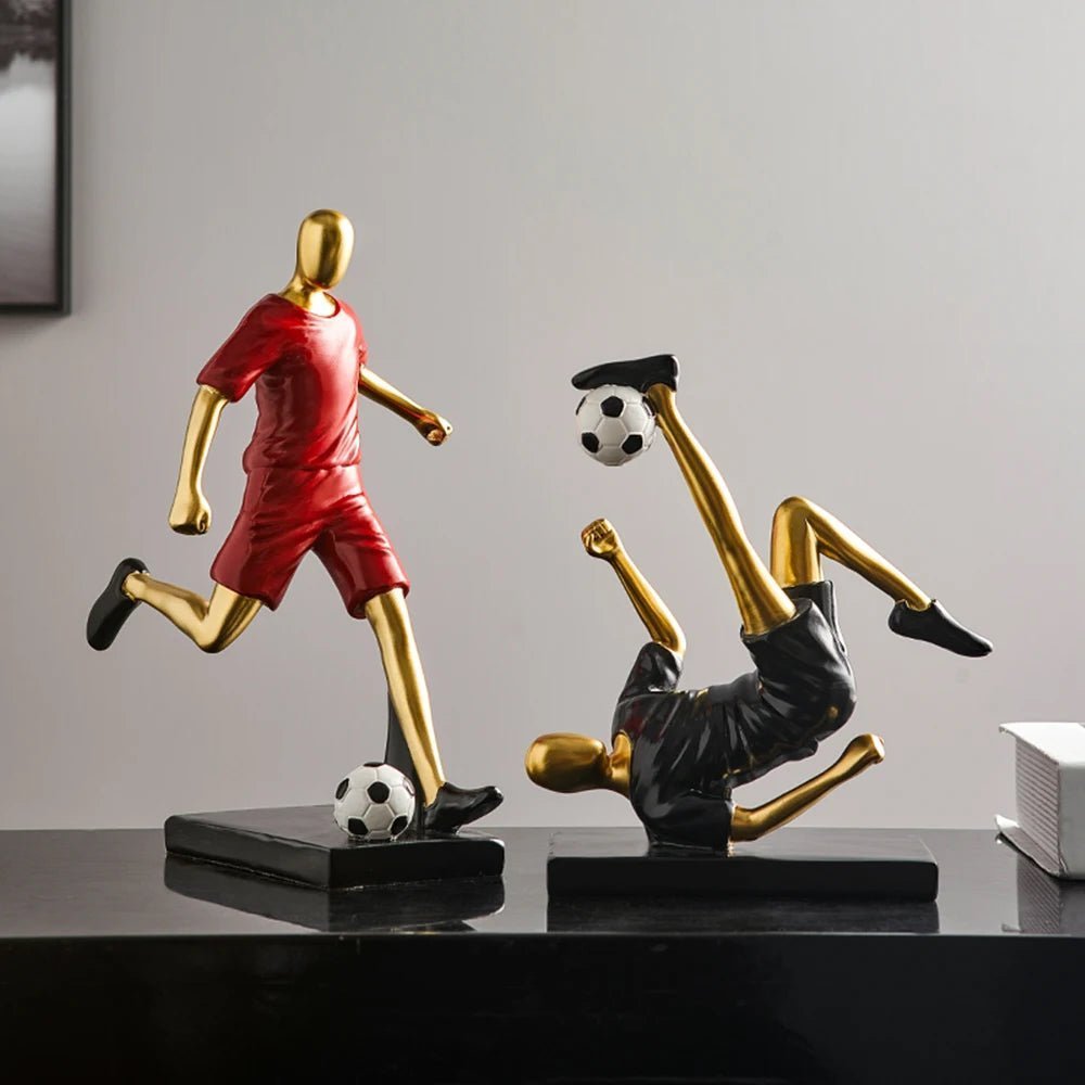 Hom & Ember – Elegant Abstract Footballer Sculpture in Polished Resin for a Contemporary Touch - Hom & Ember