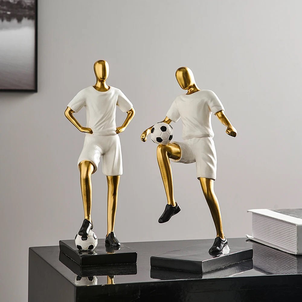 Hom & Ember – Elegant Abstract Footballer Sculpture in Polished Resin for a Contemporary Touch - Hom & Ember