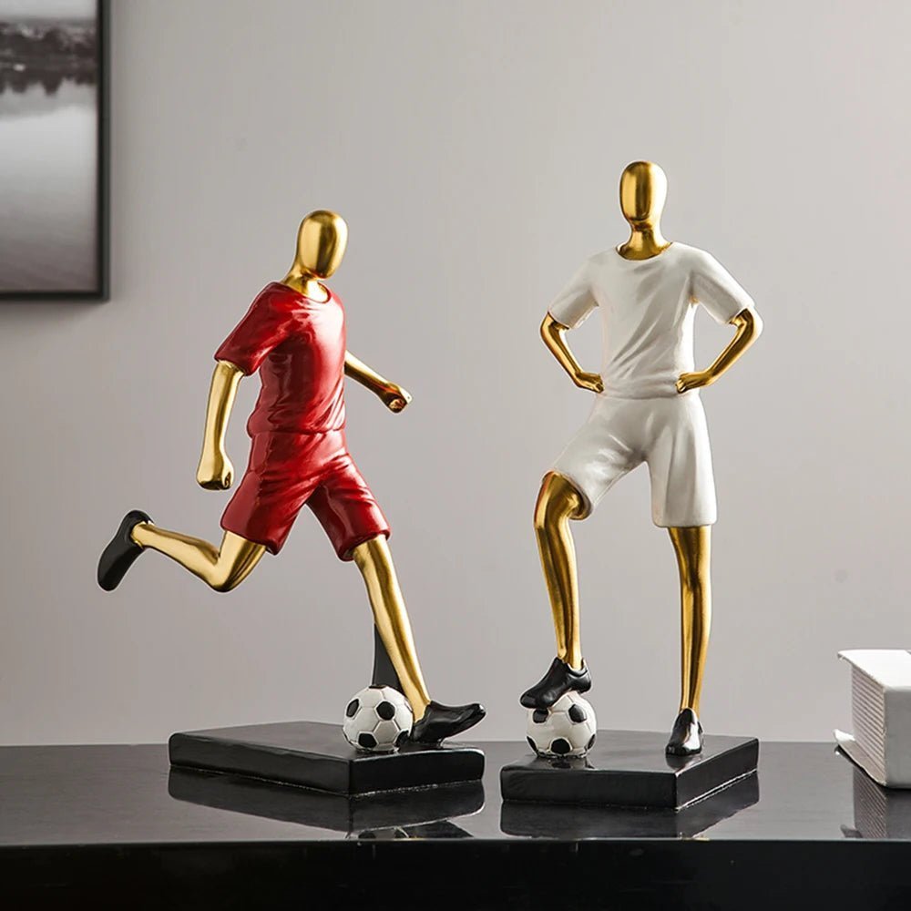 Hom & Ember – Elegant Abstract Footballer Sculpture in Polished Resin for a Contemporary Touch - Hom & Ember