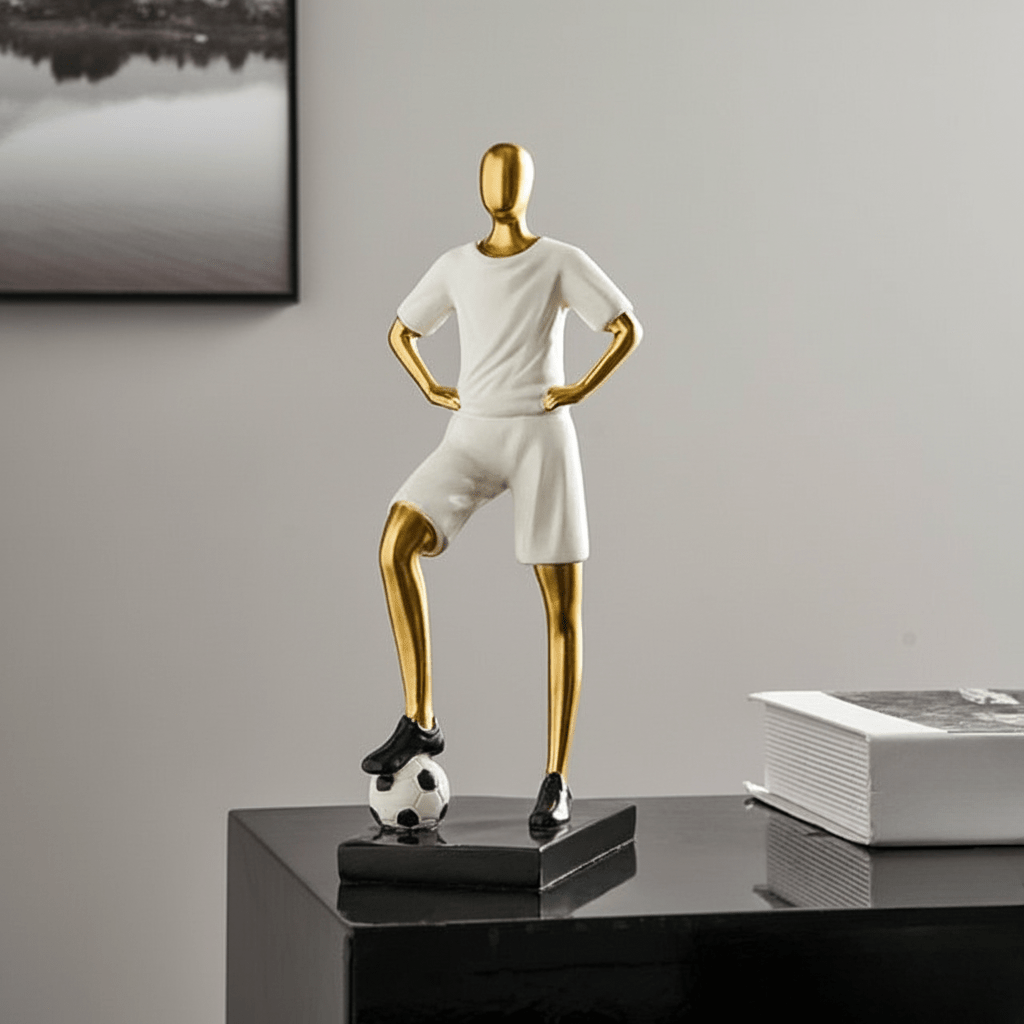 Hom & Ember – Elegant Abstract Footballer Sculpture in Polished Resin for a Contemporary Touch - Hom & Ember