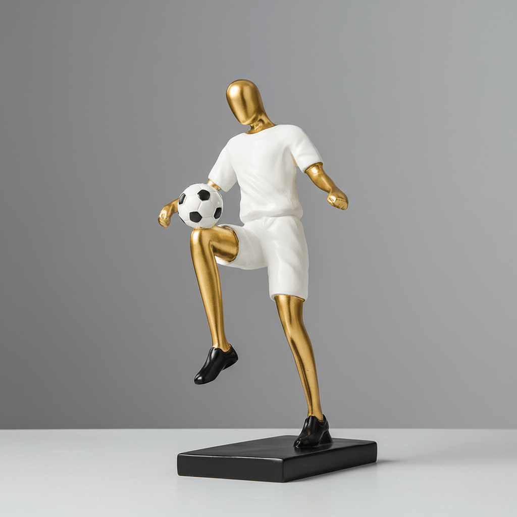 Hom & Ember – Elegant Abstract Footballer Sculpture in Polished Resin for a Contemporary Touch - Hom & Ember