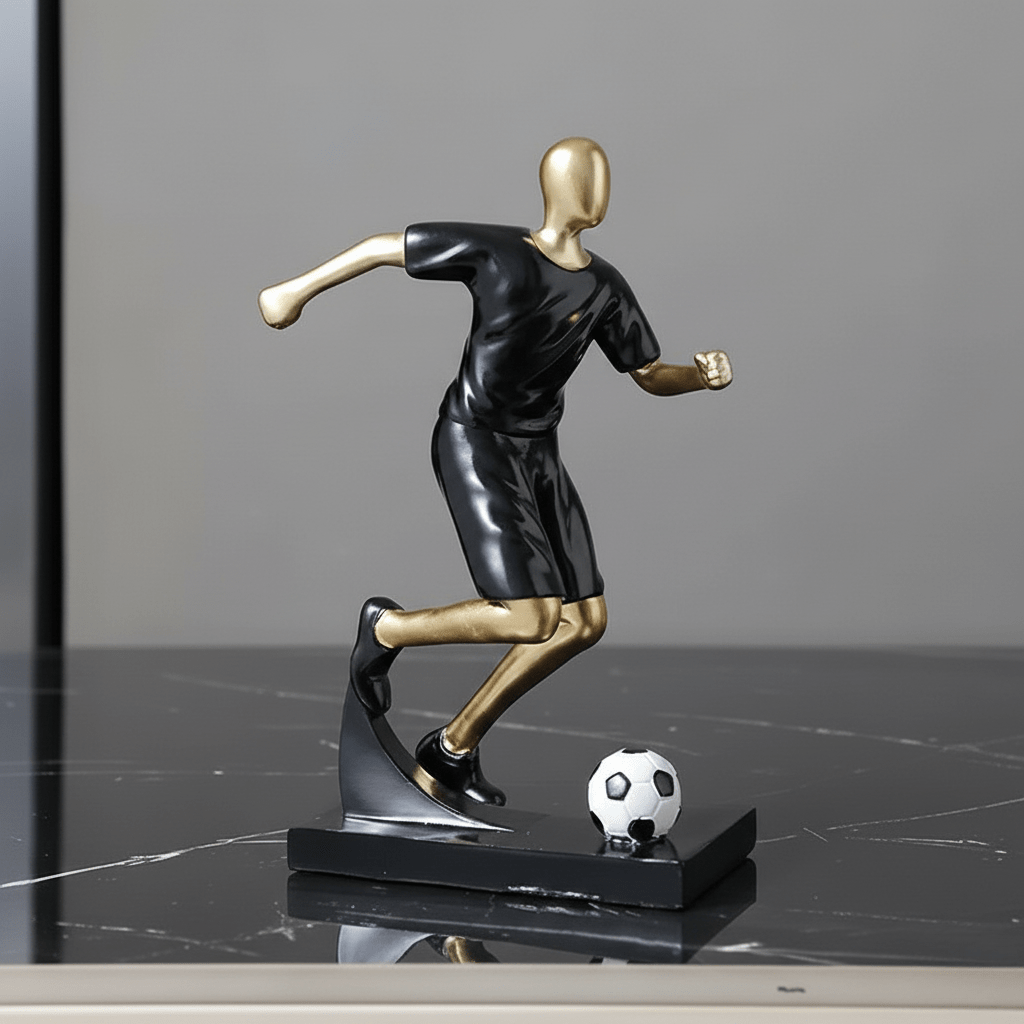 Hom & Ember – Elegant Abstract Footballer Sculpture in Polished Resin for a Contemporary Touch - Hom & Ember