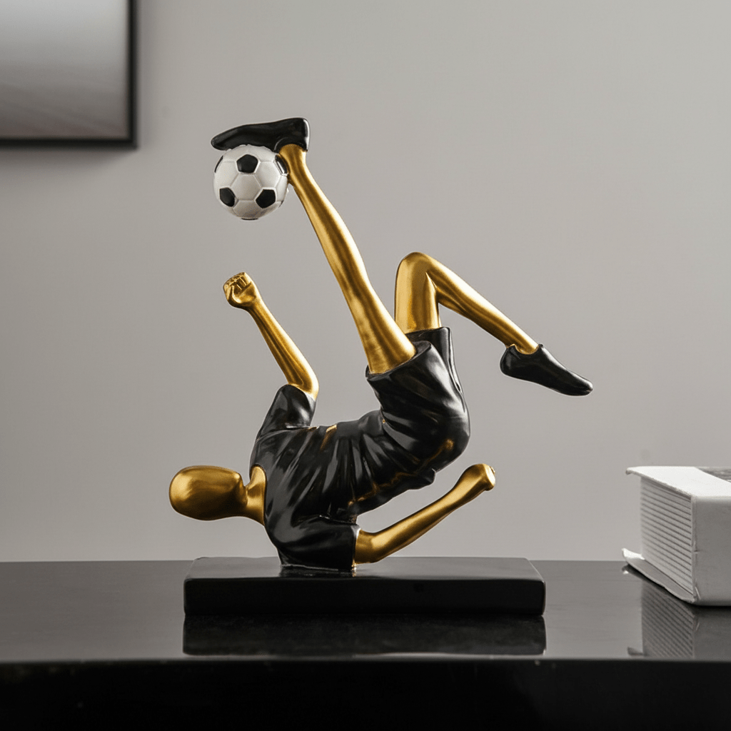 Hom & Ember – Elegant Abstract Footballer Sculpture in Polished Resin for a Contemporary Touch - Hom & Ember