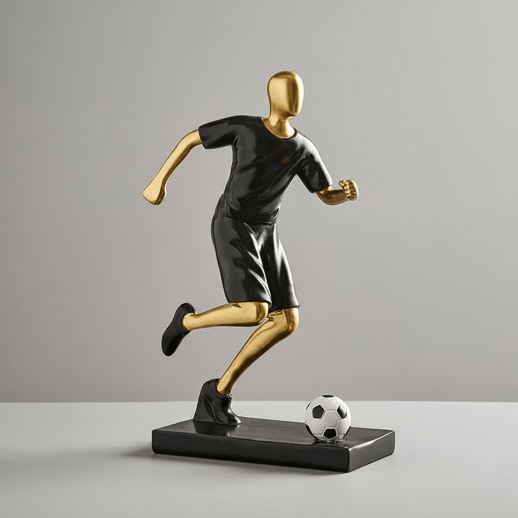 Hom & Ember – Elegant Abstract Footballer Sculpture in Polished Resin for a Contemporary Touch - Hom & Ember