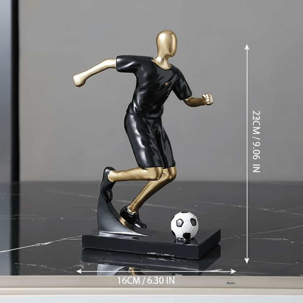 Hom & Ember – Elegant Abstract Footballer Sculpture in Polished Resin for a Contemporary Touch - Hom & Ember