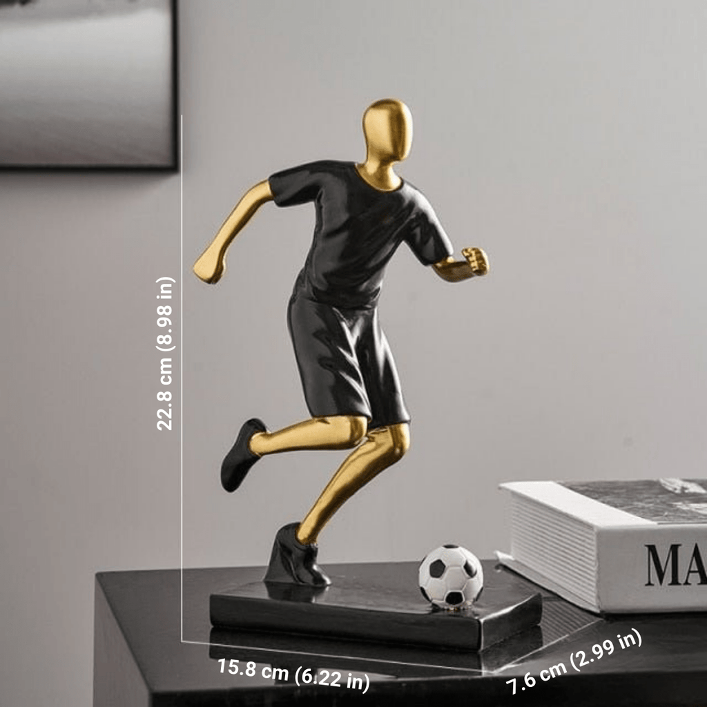 Hom & Ember – Elegant Abstract Footballer Sculpture in Polished Resin for a Contemporary Touch - Hom & Ember