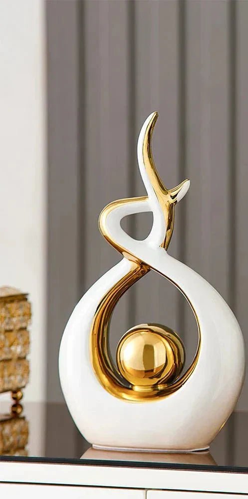Hom & Ember – Elegant Abstract Golden Ceramic Sculpture for a Serene Ambiance - Hom & Ember