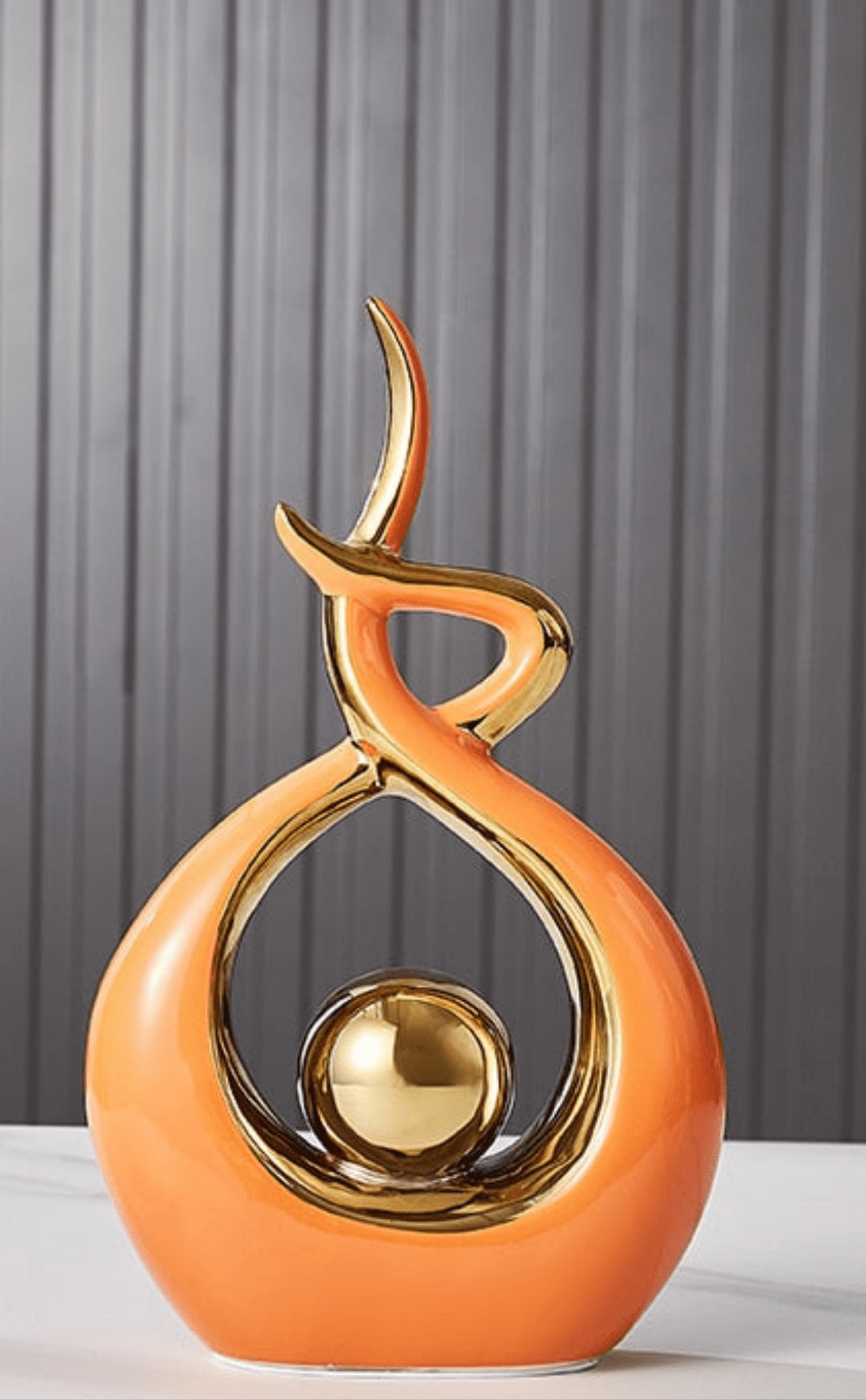 Hom & Ember – Elegant Abstract Golden Ceramic Sculpture for a Serene Ambiance - Hom & Ember