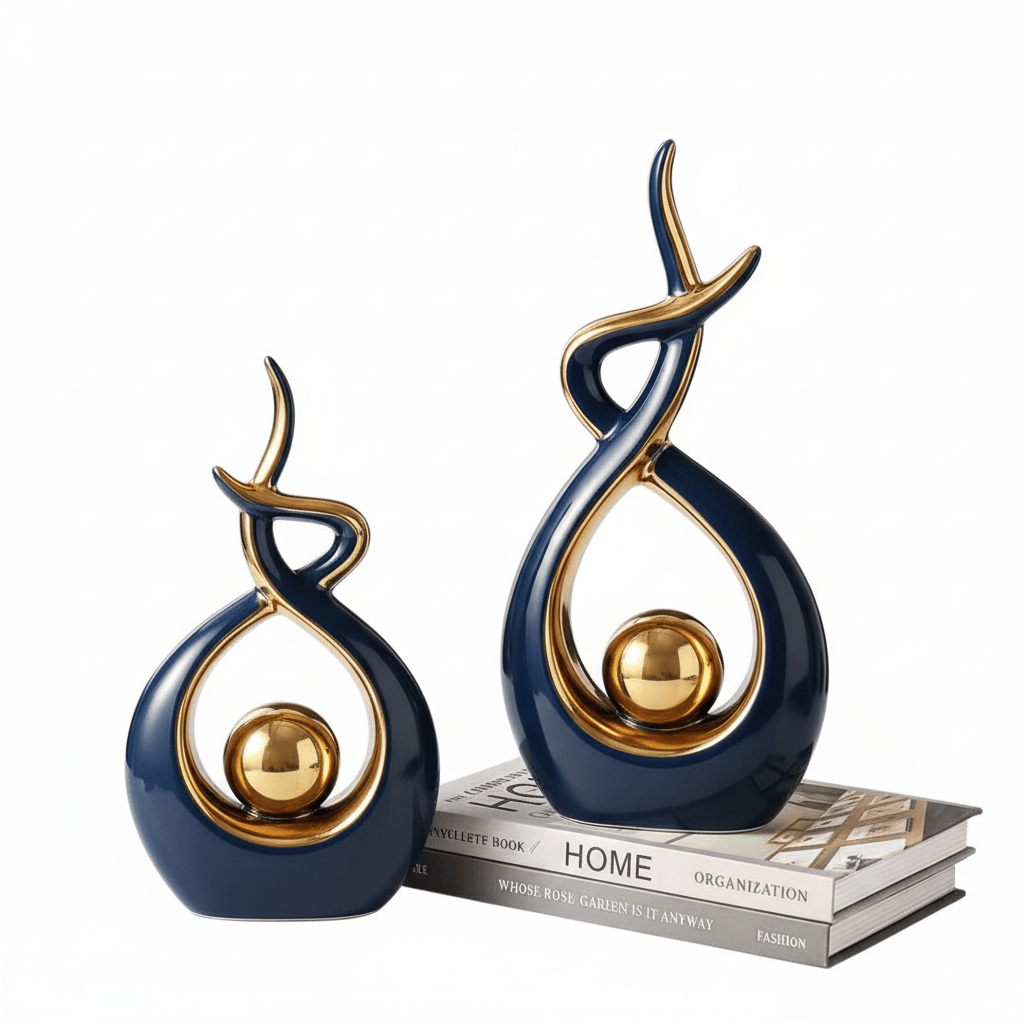 Hom & Ember – Elegant Abstract Golden Ceramic Sculpture for a Serene Ambiance - Hom & Ember