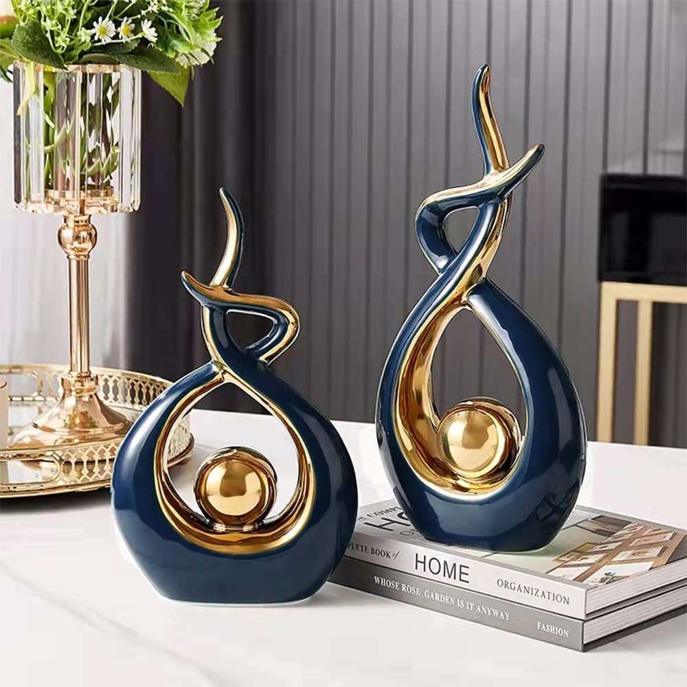 Hom & Ember – Elegant Abstract Golden Ceramic Sculpture for a Serene Ambiance - Hom & Ember