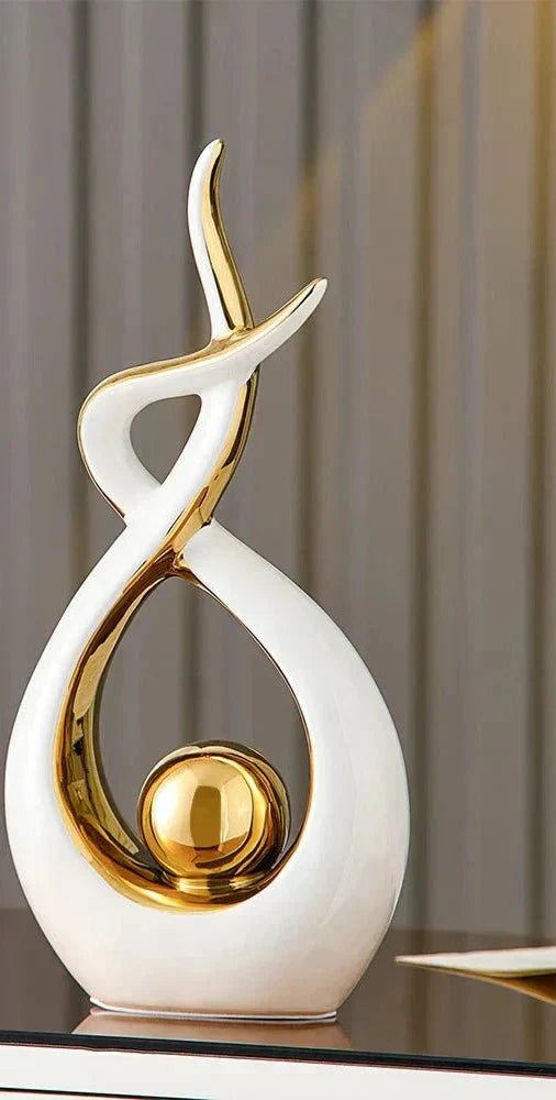 Hom & Ember – Elegant Abstract Golden Ceramic Sculpture for a Serene Ambiance - Hom & Ember