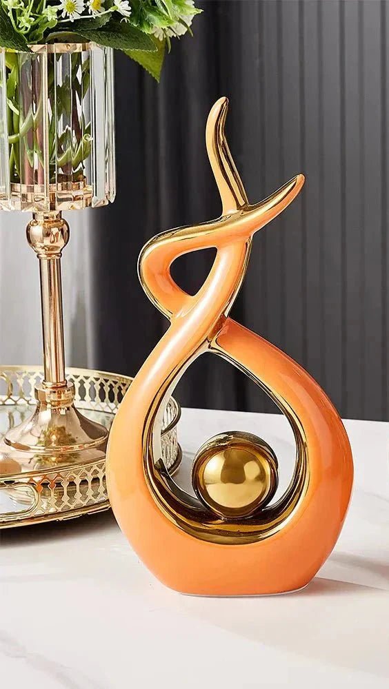 Hom & Ember – Elegant Abstract Golden Ceramic Sculpture for a Serene Ambiance - Hom & Ember