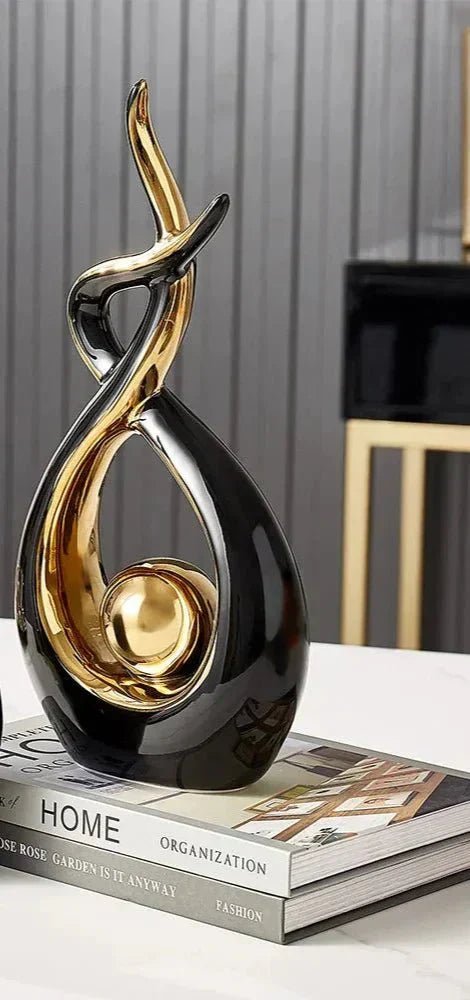 Hom & Ember – Elegant Abstract Golden Ceramic Sculpture for a Serene Ambiance - Hom & Ember