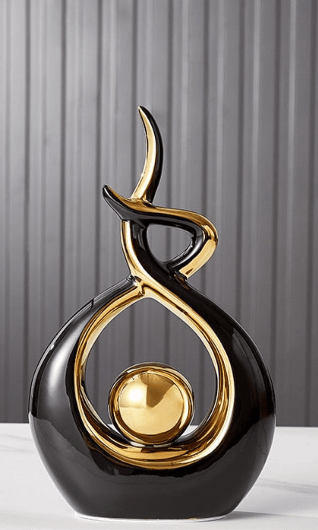 Hom & Ember – Elegant Abstract Golden Ceramic Sculpture for a Serene Ambiance - Hom & Ember