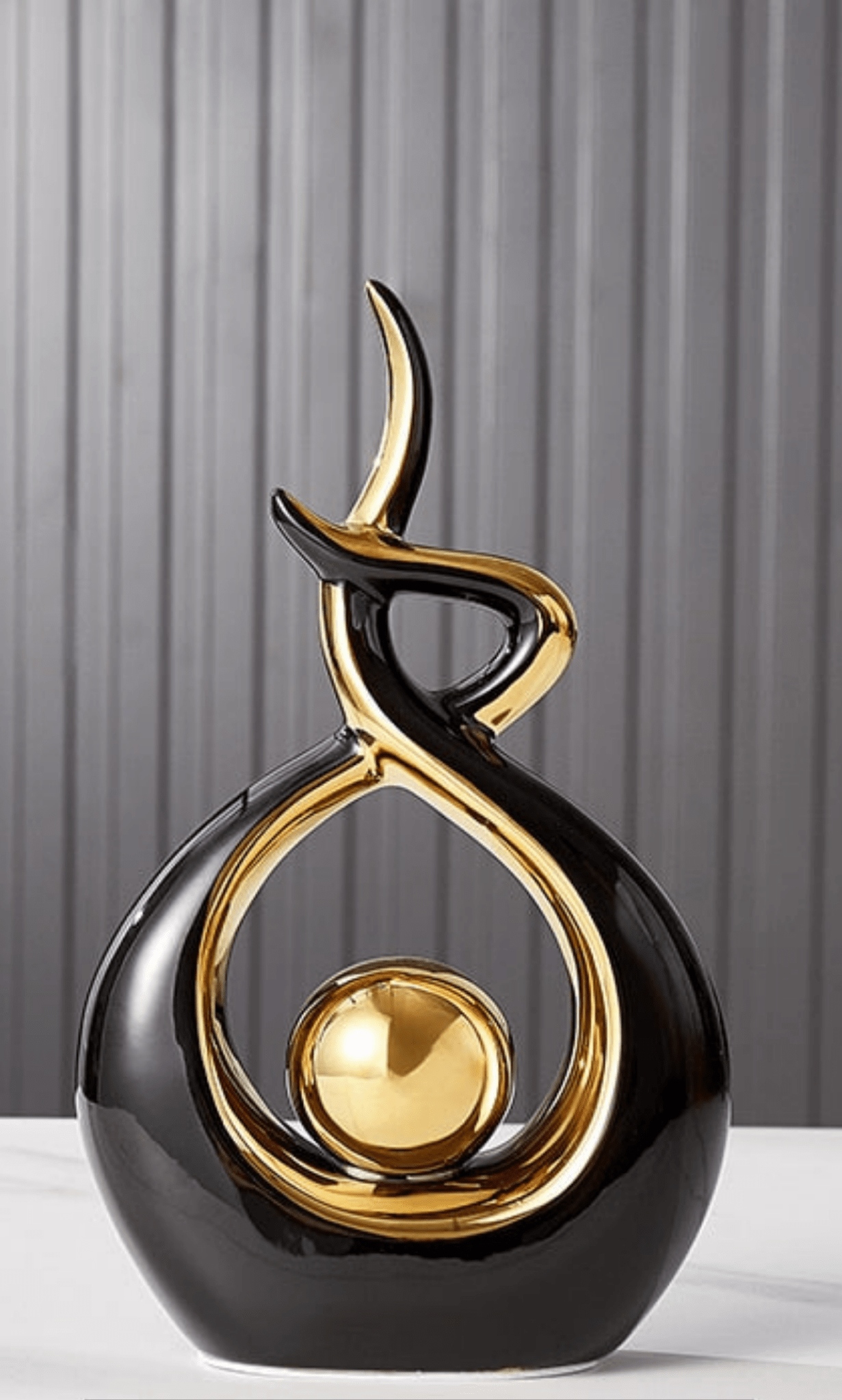 Hom & Ember – Elegant Abstract Golden Ceramic Sculpture for a Serene Ambiance - Hom & Ember