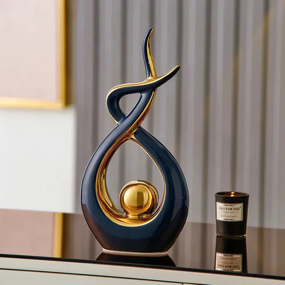 Hom & Ember – Elegant Abstract Golden Ceramic Sculpture for a Serene Ambiance - Hom & Ember